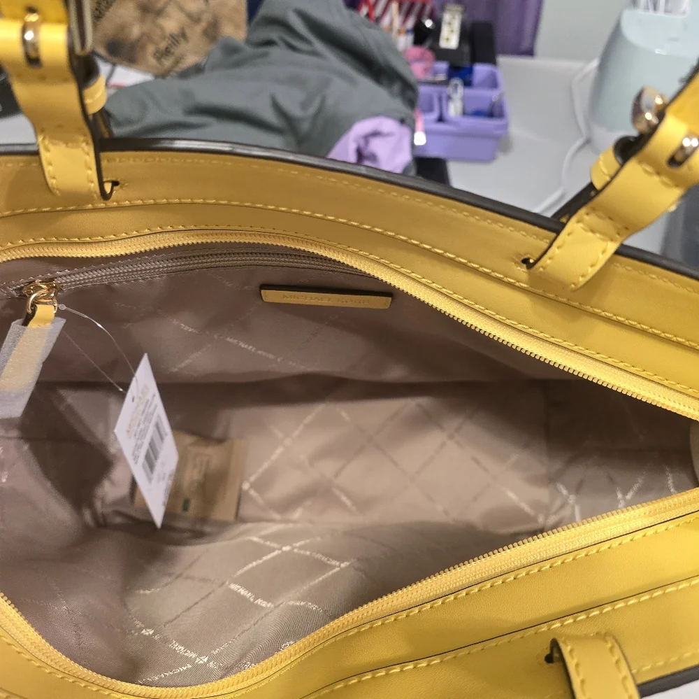 Michael Kors Yellow Leather Tote Bag - Picture 5 of 6